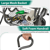 Portable Garden Hose Reel Cart Holds 300FT of 5/8" Large Capacity, Heavy - Duty Metal Hose Cart with 4 Wheels & Storage Basket for Lawn Yard