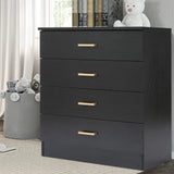 Segmart Black Chest of 4 Drawers, Wood Bedroom Furniture Chest Cabinet with Metal Handles for Kids Room