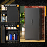 SOLAURA 71" Metal Garage Storage Cabinet with Locking Doors and Adjustable Shelves for Home, Office(Black)