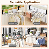 Tangkula Portable Clothes Drying Rack | Extendable Radiator Clothes Airer with Robust Aluminum Frame for Balcony Railings Windowsill