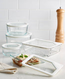 Pyrex 10-Piece Ultimate Food Storage Set, White/Clear