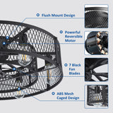 26 - Inch Farmhouse Caged Ceiling Fan with Light, Remote & APP Control Quiet DC Motor E26 Bulbs Included Black